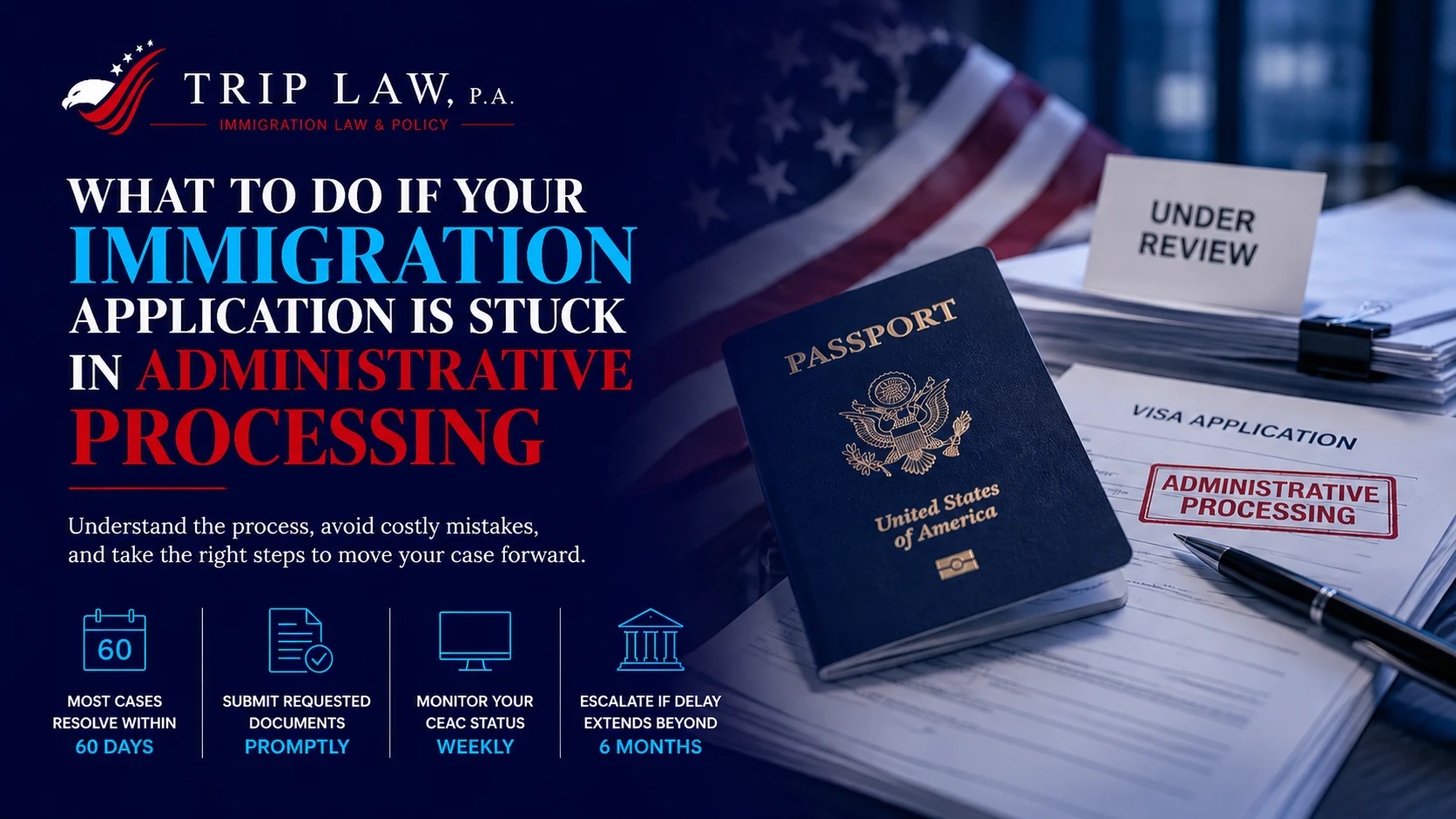 Immigration application in administrative processing with passport and visa documents under review