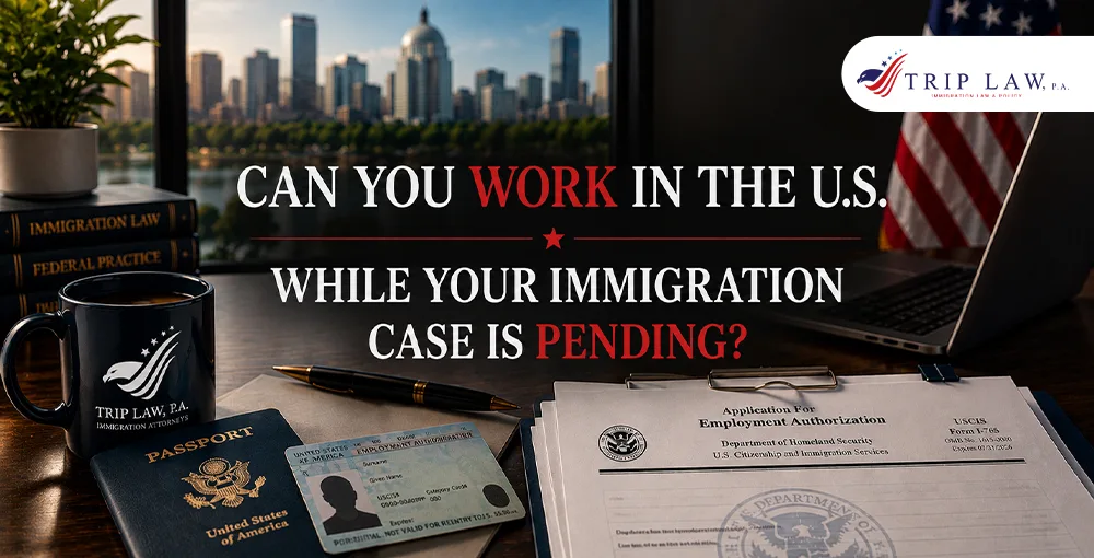 Employment authorization and immigration documents explaining work eligibility while an immigration case is pending in the United States.
